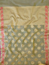 Banarasee Cotton Silk Mix Kota Checks Saree With Meena Floral Border-Ivory White