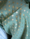 Banarasee Handloom Chanderi Cotton Zari Work Salwar Kameez Dupatta Set-Pastel Green