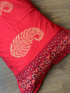 20x20 Cotton Handblock Printed King Size Bedsheet-Red