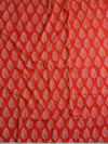 Handloom Mul Cotton Block Print Suit Set With Chanderi Dupatta-Red & Green