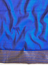 Banarasee Handwoven Semi Silk Saree With Contrast Border-Yellow & Blue