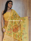 Banarasee Hand-Brush Painted Cotton Silk Salwar Kameez Fabric Dupatta-Yellow