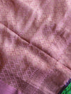 Banarasee Cotton Silk Saree With Copper Zari Buta & Border-Onion Pink