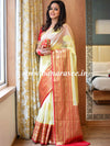 Banarasee Art Silk Saree With Buta Design & Contrast Broad Border-Yellow