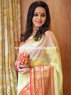 Banarasee Art Silk Saree With Buta Design & Contrast Broad Border-Yellow