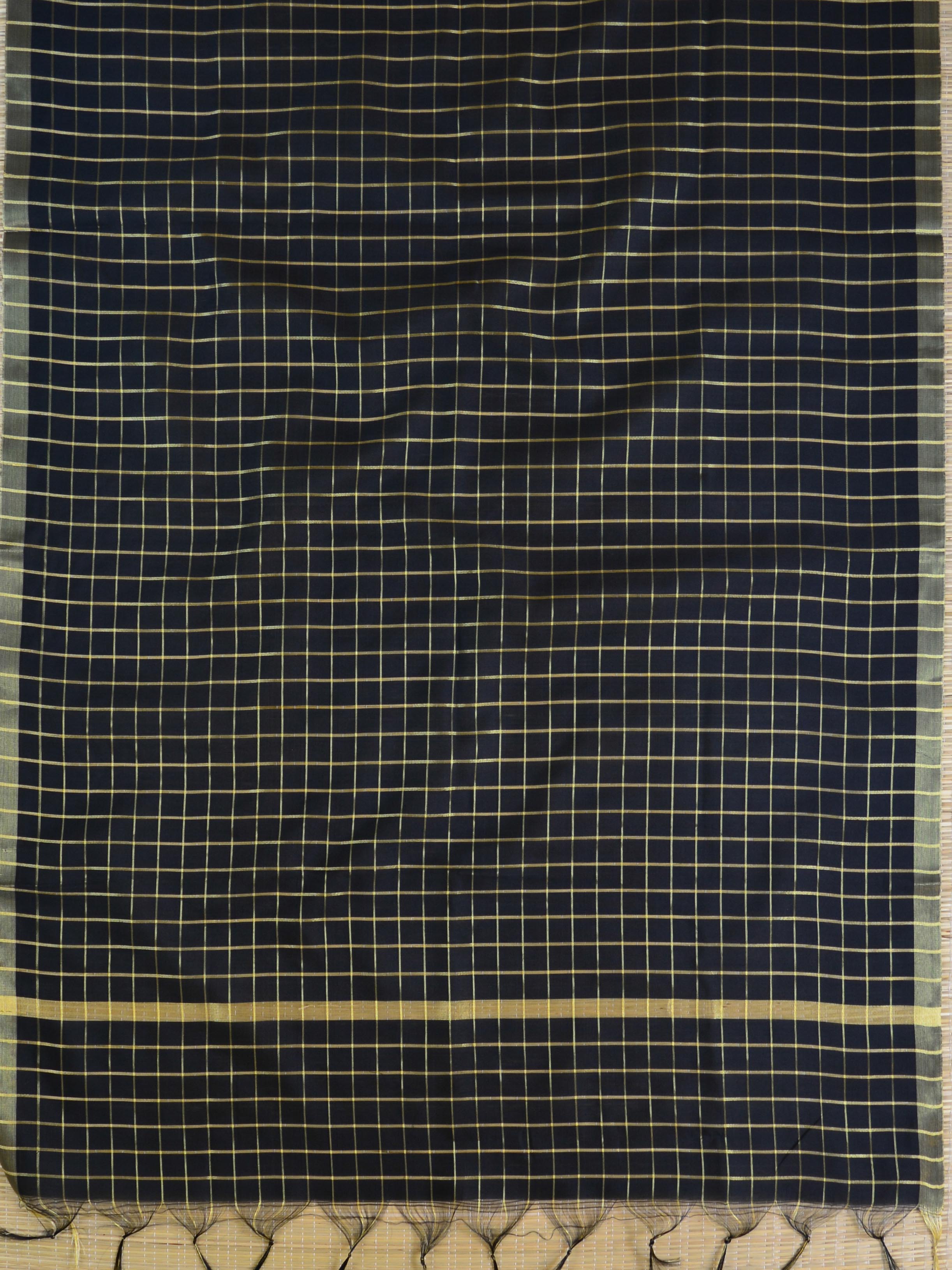 Banarasee Art Silk Checks Design Dupatta-Black