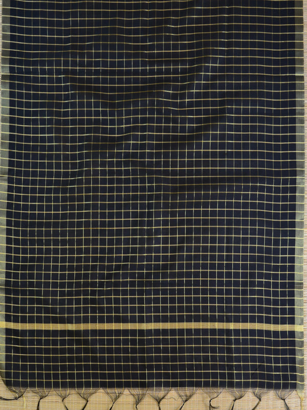 Banarasee Art Silk Checks Design Dupatta-Black