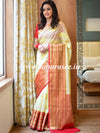 Banarasee Art Silk Saree With Buta Design & Contrast Broad Border-Yellow