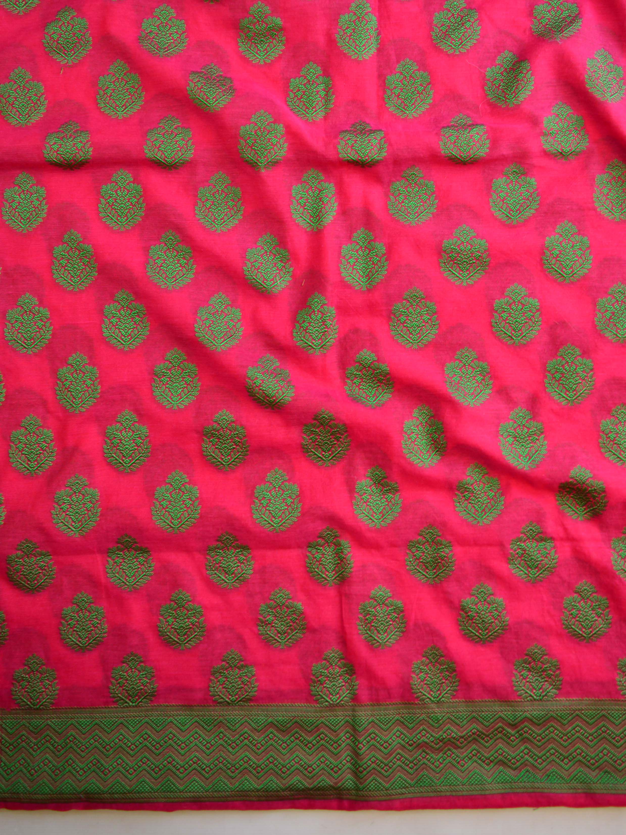 Banarasee Salwar Kameez Soft Cotton Resham Buti Fabric With Dupatta-Red & Violet