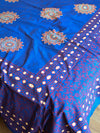 20x20 Cotton Handblock Printed King Size Bedsheet-Indigo & Red