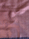 Banarasee Cotton Silk Saree With Copper Zari Buta & Border-Onion Pink