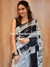 Handloom Mul Cotton Block Print Saree-White