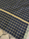 Banarasee Art Silk Checks Design Dupatta-Black