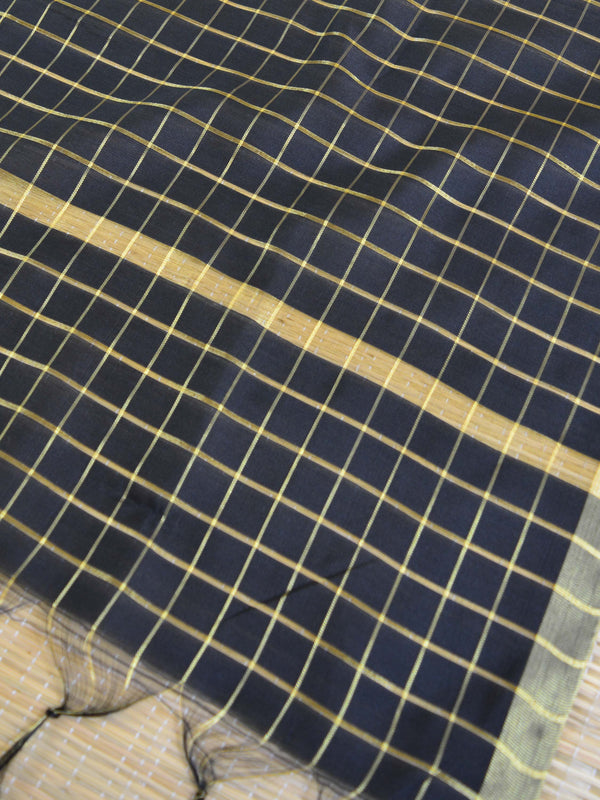 Banarasee Art Silk Checks Design Dupatta-Black