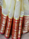 Banarasee Art Silk Saree With Buta Design & Contrast Broad Border-Yellow