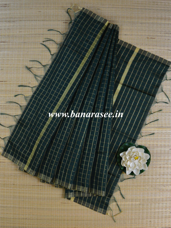 Banarasee Art Silk Checks Design Dupatta-Green