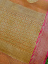 Banarasee Organza Mix Saree With Antique Zari Buta Border-Peach