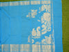 Banarasee Soft Silk Cotton Sari With Zari Border-Blue