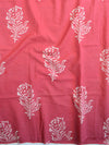 Handloom Mul Cotton Block Print Suit Set With Chanderi Dupatta-Red & Yellow