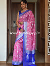 Banarasee Faux Georgette Saree With Silver Zari Jaal Work-Baby Pink & Blue