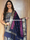 Banarasee Art Silk Salwar Kameez Fabric With Embroidered Chanderi Dupatta-Blue