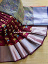 Banarasee Cotton Silk Mix Banswada Sari With Floral Buta & Skirt Border-Maroon