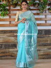 Banarasee Organza Mix Saree With Silver Zari-Sea Green