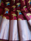 Banarasee Cotton Silk Mix Banswada Sari With Floral Buta & Skirt Border-Maroon