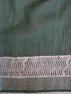 Banarasee Linen Cotton Bagru Hand-Block Printed Saree-Deep Green