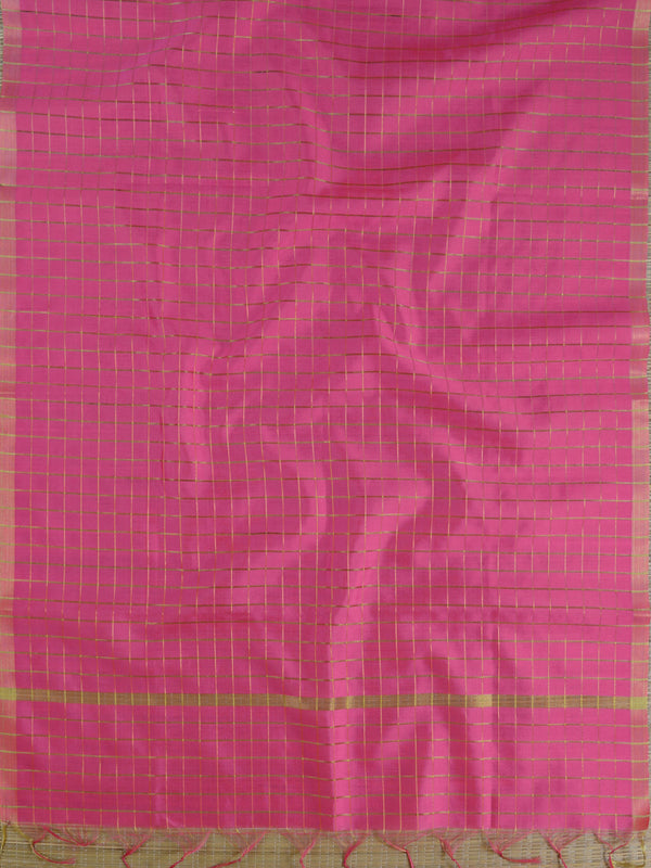 Banarasee Art Silk Checks Design Dupatta-Pink