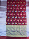 Banarasee Cotton Silk Mix Banswada Sari With Floral Buta & Skirt Border-Maroon