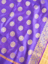 Banarasee Chanderi Cotton Buta Design Salwar Kameez Fabric With Contrast Dupatta-Purple & Pink