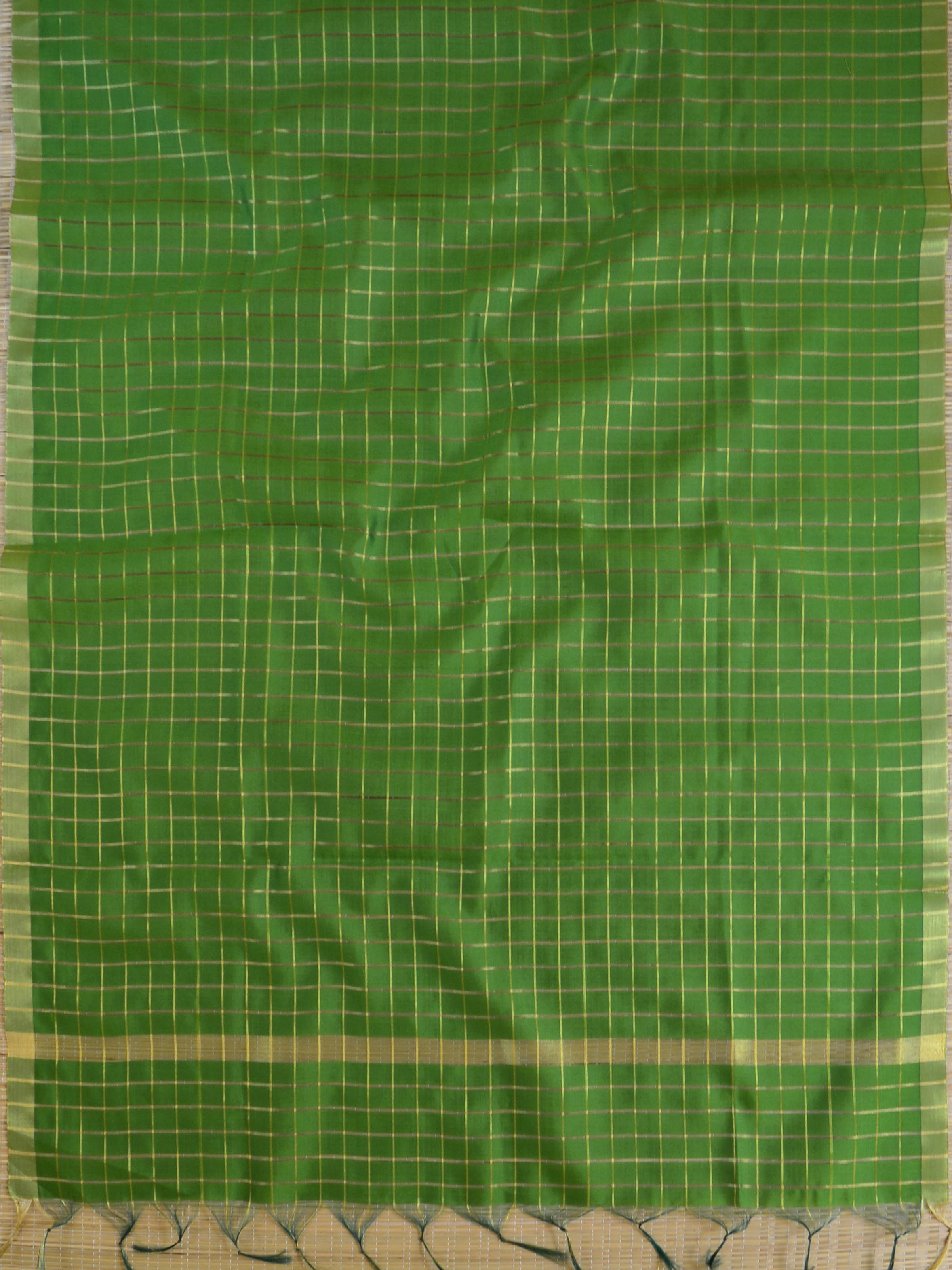 Banarasee Art Silk Checks Design Dupatta-Green
