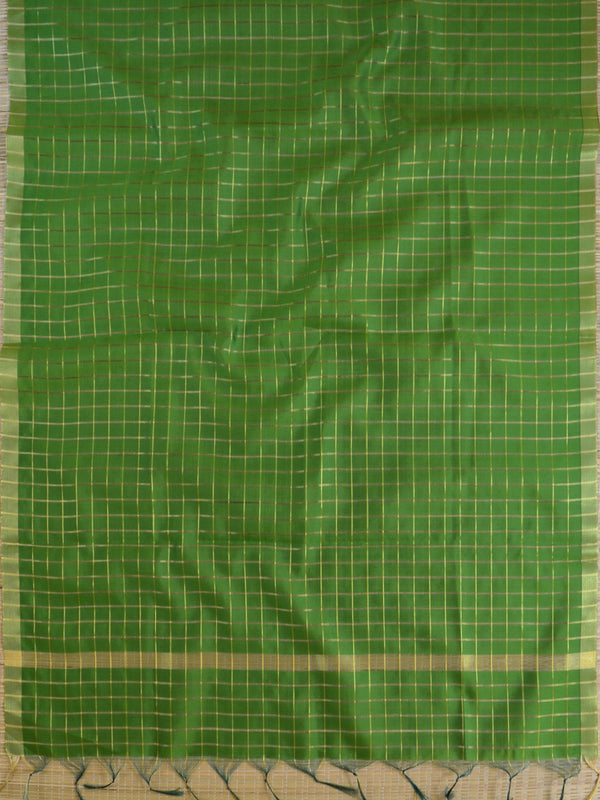 Banarasee Art Silk Checks Design Dupatta-Green