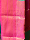 Banarasee Handwoven Contrast Border Saree With Self Weaving Design-Green