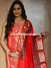 Banarasee Art Silk Salwar Kameez Fabric With Embroidered Chanderi Dupatta-Red