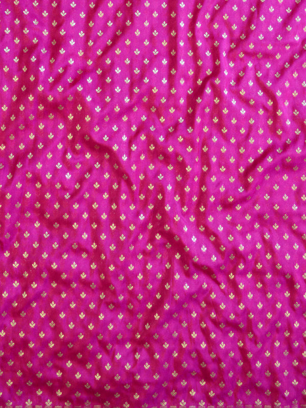 Banarasee Handwoven Semi Silk Salwar Kameez Fabric & Contrast Dupatta-Red & Pink