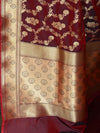 Banarasee Pure Silk Saree With Jaal Design-Maroon