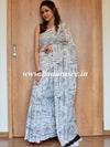 Handloom Mul Cotton Block Print Saree-White