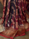 Banarasee Pure Silk Saree With Jaal Design-Maroon