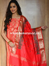 Banarasee Art Silk Salwar Kameez Fabric With Embroidered Chanderi Dupatta-Red