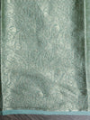 Banarasee Handwoven Semi Silk Saree Broad Zari Border-Green