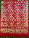 Banarasee Handwoven Semi Silk Salwar Kameez Fabric & Contrast Dupatta-Red & Pink