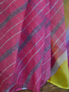 Pure Cotton Kota Doria Saree With Hand-Dyed Leheriya Design-Pink