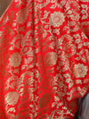 Banarasee Art Silk Salwar Kameez Fabric With Embroidered Chanderi Dupatta-Red