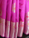 Banarasee Cotton Silk Saree With Zari & Meena Buta & Border-Magenta