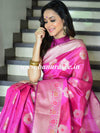 Banarasee Cotton Silk Saree With Zari & Meena Buta & Border-Magenta