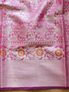 Banarasee Cotton Silk Saree With Zari & Meena Buta & Border-Magenta