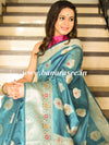 Banarasee Cotton Silk Saree With Zari & Meena Buta & Border-Green