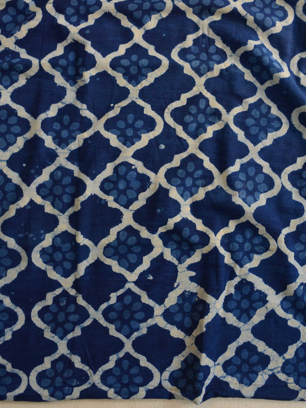 Pure Handloom Mul Cotton Bagru Block Print Gotapatti Suit Set-Blue